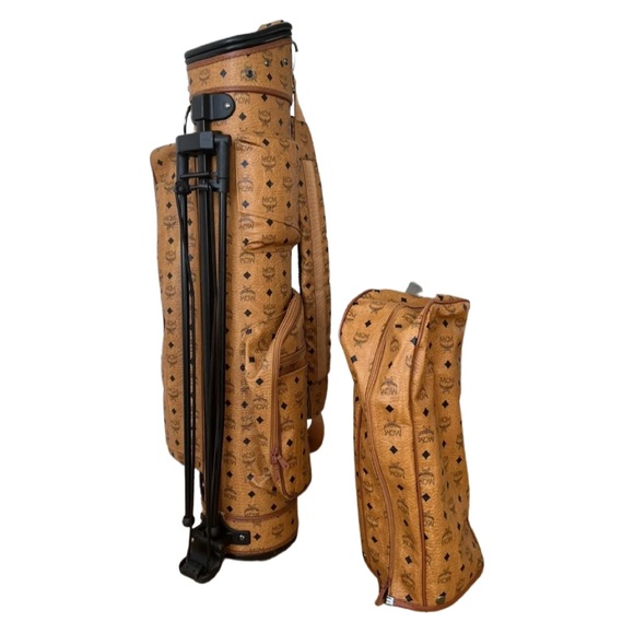 MCM Cognac Visetos Coated Leather Golf Bag - Picture 6 of 7